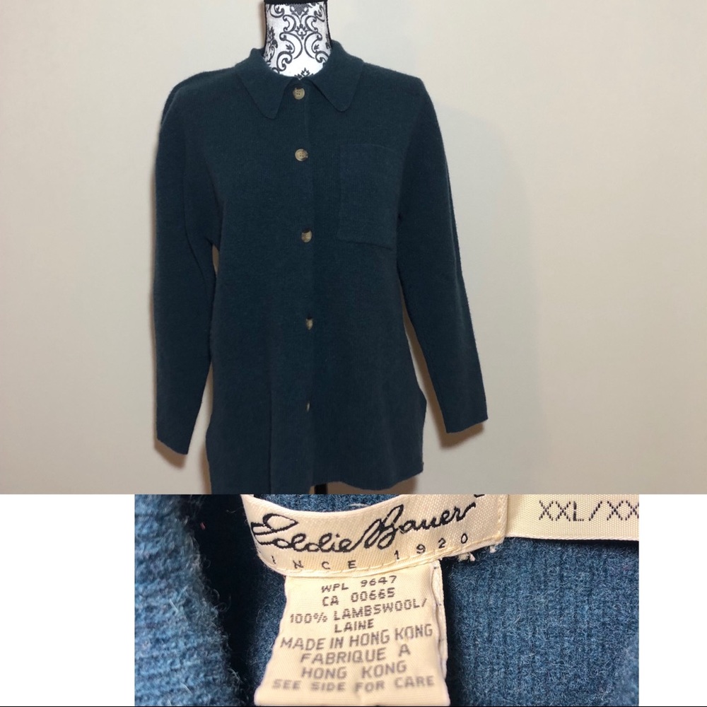 Eddie Bauer Lambs Wool Button Down Sweater